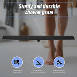1000mm Bathroom Shower Black Grate Drain w/Centre outlet Floor Waste Square Pattern - 45-Degree Angle