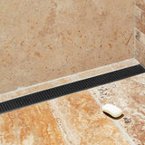 1200mm Bathroom Shower Black Grate Drain w/Centre outlet Floor Waste Square Pattern - Front View