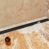 1200mm Bathroom Shower Black Grate Drain w/Centre outlet Floor Waste Square Pattern - Extra Image