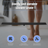 1200mm Bathroom Shower Black Grate Drain w/Centre outlet Floor Waste Square Pattern - 45-Degree Angle
