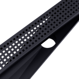 1200mm Bathroom Shower Black Grate Drain w/Centre outlet Floor Waste Square Pattern - Extra Image