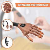Practice Hand Model for Nail Art Training and Display Manicure with false nails - Low Angle