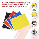 Martial Arts Supply Rebreakable Board Taekwondo, MMA, Karate-Set: Yellow, Blue, Red & Black - Side View