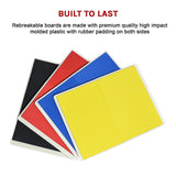 Martial Arts Supply Rebreakable Board Taekwondo, MMA, Karate-Set: Yellow, Blue, Red & Black - Close-Up Angle