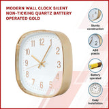 Modern Wall Clock Silent Non-Ticking Quartz Battery Operated Gold - Side View