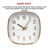 Modern Wall Clock Silent Non-Ticking Quartz Battery Operated Gold - Close-Up Angle
