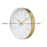 Modern Wall Clock Silent Non-Ticking Quartz Battery Operated Gold - Low Angle