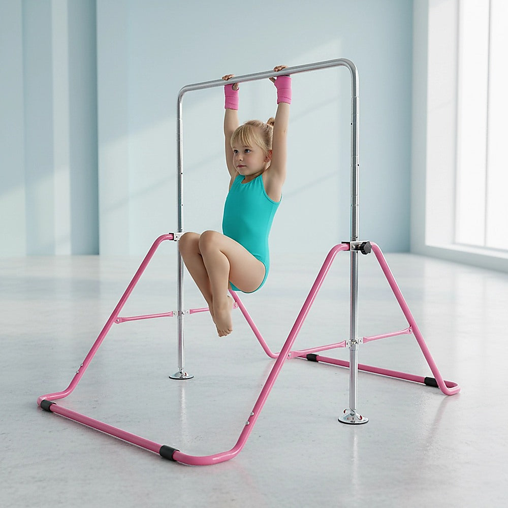 Kids Gymnastics Bars Training Horizontal Bar Monkey Kip Bar Pink