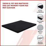 110CM XL Pet Bed Mattress Dog Cat Memory Foam Pad Mat Cushion - Side View