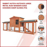 Rabbit Hutch Hutches Large Metal Run Wooden Cage Chicken Coop Guinea Pig - Side View