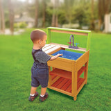 Childrens Outdoor Play Mud Kitchen Sand Pit with Display Shelf - Front View