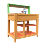 Childrens Outdoor Play Mud Kitchen Sand Pit with Display Shelf - Top-Down View