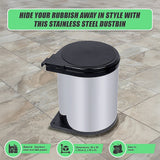 Kitchen Swing Pull Out Bin Stainless Steel Garbage Rubbish Waste Trash Can 14L - Extra Image