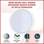 80cm Round Wall Mirror Bathroom Makeup Mirror by Della Francesca, image 3