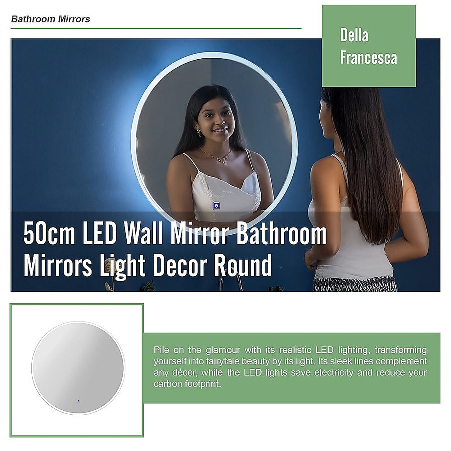 50cm LED Wall Mirror Bathroom Mirrors Light Decor Round