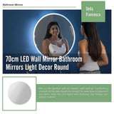 70cm LED Wall Mirror Bathroom Mirrors Light Decor Round - Low Angle