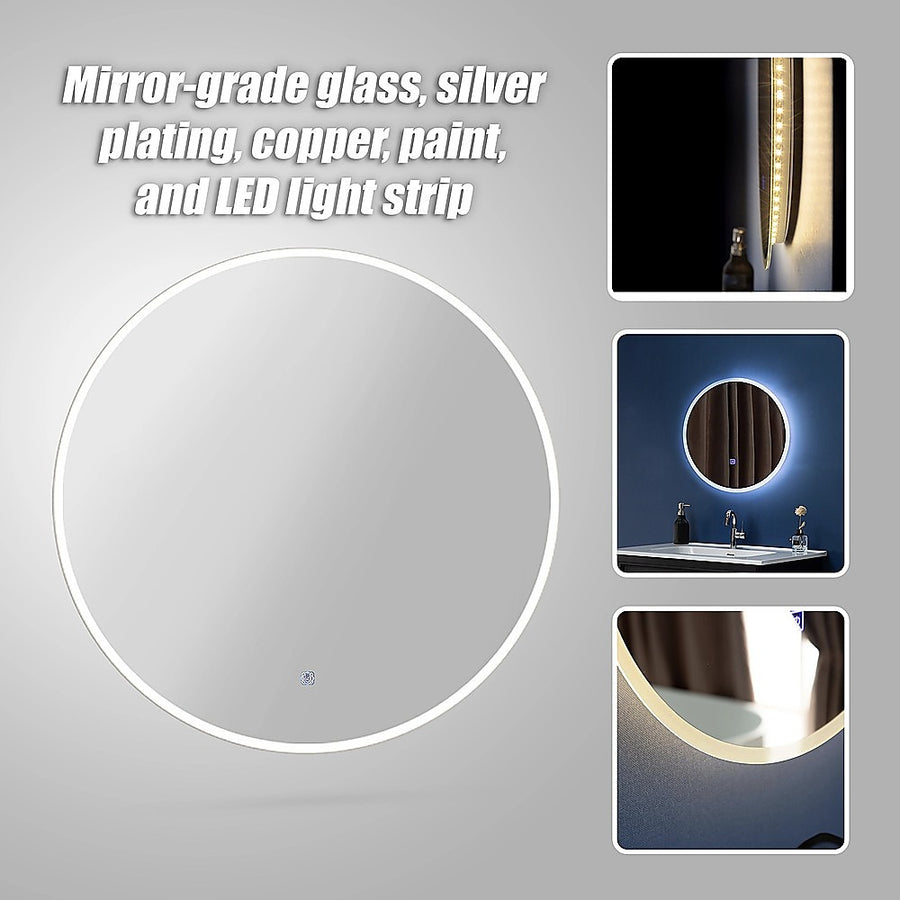 80cm LED Wall Mirror Bathroom Mirrors Light Decor Round