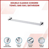 Double Classic Chrome Towel Bar Rail Bathroom