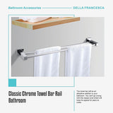Classic Chrome Towel Bar Rail Bathroom - Close-Up Angle