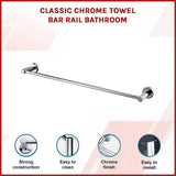 Classic Chrome Towel Bar Rail Bathroom - Side View