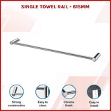 Single Towel Rail - 615mm - Side View