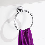 Classic Chrome Towel Bar Rail Ring Bathroom - Front View
