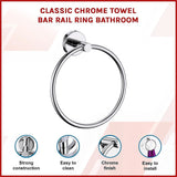 Classic Chrome Towel Bar Rail Ring Bathroom - Side View