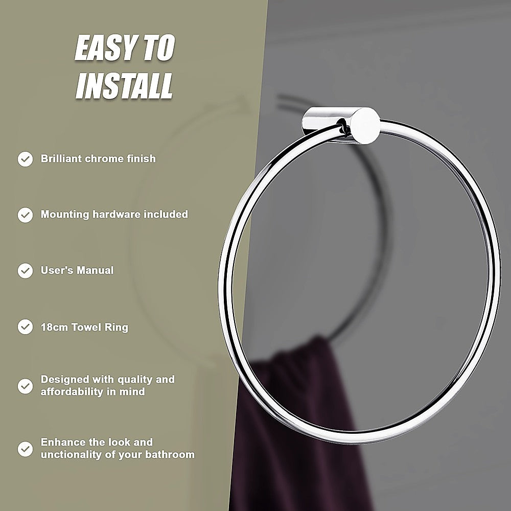 Towel Ring Rail Grade 304 Stainless Steel 18cm