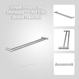Double Towel Rail Grade 304 Stainless Steel 620mm - Low Angle