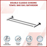 Double Classic Chrome Towel Bar Rail Bathroom - Side View