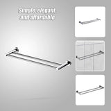 Double Classic Chrome Towel Bar Rail Bathroom - Close-Up Angle