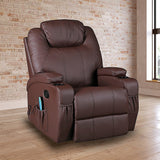 Brown Massage Sofa Chair Recliner 360 Degree Swivel PU Leather Lounge 8 Point Heated - Front View