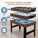 4FT 3-in-1 Games Foosball Soccer Hockey Pool Table - Rear View