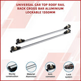 Universal Car Top Roof Rail Rack Cross Bar Aluminium Lockable 1350MM - Side View