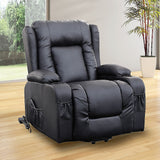 Recliner Chair Electric Massage Chair Lift Heated Leather Lounge Sofa Black - Front View