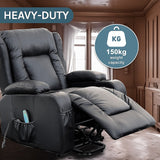 Recliner Chair Electric Massage Chair Lift Heated Leather Lounge Sofa Black - Top-Down View