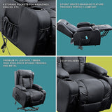 Recliner Chair Electric Massage Chair Lift Heated Leather Lounge Sofa Black - Rear View