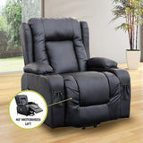 Recliner Chair Electric Massage Chair Lift Heated Leather Lounge Sofa Black - Close-Up Angle