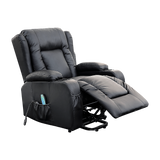 Recliner Chair Electric Massage Chair Lift Heated Leather Lounge Sofa Black - Low Angle