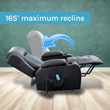 Recliner Chair Electric Massage Chair Lift Heated Leather Lounge Sofa Black - Extra Image