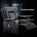 Recliner Chair Electric Massage Chair Lift Heated Leather Lounge Sofa Black - Extra Image