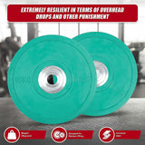 Set of 2 x 10KG PRO Olympic Rubber Bumper Weight Plate - Low Angle