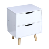 Wooden Bedside Table 2 Drawers Cabinet Storage Night Stand - Front View