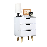 Wooden Bedside Table 3 Drawers Cabinet Storage Night Stand - 45-Degree Angle