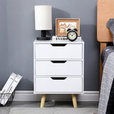 Wooden Bedside Table 3 Drawers Cabinet Storage Night Stand - Side View