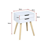 Wooden Bedside Table 2 Drawers Cabinet Storage Tall Night Stand - Rear View