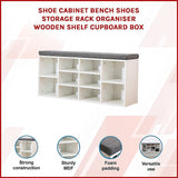Shoe Cabinet Bench Shoes Storage Rack Organiser Wooden Shelf Cupboard Box - Side View