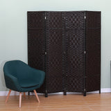 4 Panel Room Divider Screen Privacy Rattan Dividers Stand Fold - Front View