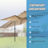 9FT Patio Umbrella Outdoor Garden Table Umbrella with 8 Sturdy Ribs - Low Angle