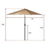 9FT Patio Umbrella Outdoor Garden Table Umbrella with 8 Sturdy Ribs - Extra Image